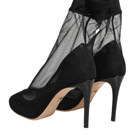Dolce & Gabbana Black Nylon Stretch Mesh Sock Boots  Shoes