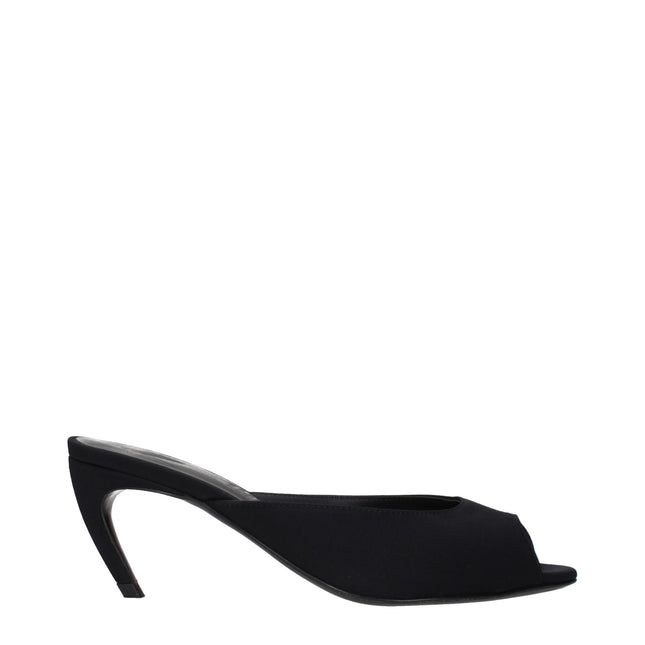 The Attico Black Fabric Flat Sandals