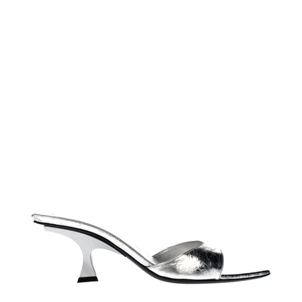 The Attico Gray Leather Flat Sandals