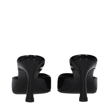 The Attico Black Leather Flat Sandals