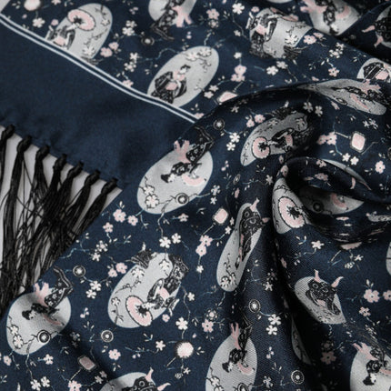 Dolce & Gabbana Navy Blue Silk Neck Wrap Shawl Men Scarf