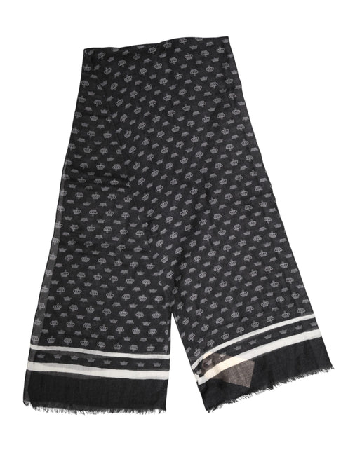 Dolce & Gabbana Black Crown Cashmere Neck Wrap Shawl Scarf