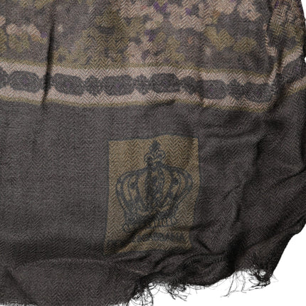 Dolce & Gabbana Brown Camouflage Modal Men Shawl Scarf
