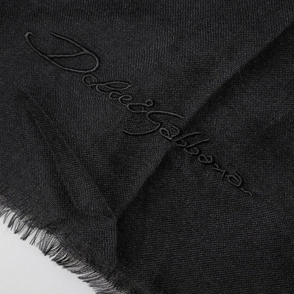Dolce & Gabbana Black Cashmere Knit Neck Wrap Shawl Scarf