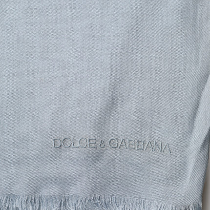 Dolce & Gabbana Light Blue Cashmere Knitted Shawl