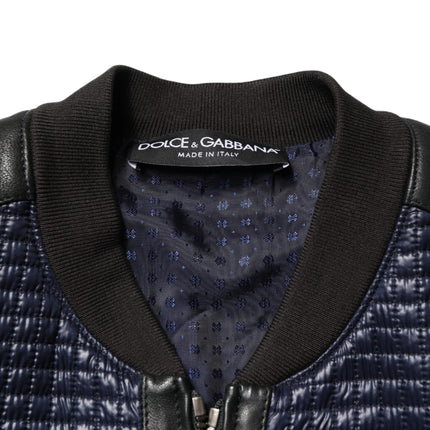 Dolce & Gabbana Blue Nylon Full Zip Bomber Men Jacket