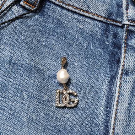 Dolce & Gabbana Blue Embellished Cotton Skinny Denim Jeans