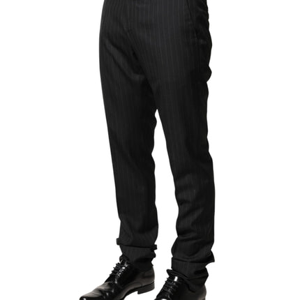 Dolce & Gabbana Black Stripes Wool Men Dress Trousers Pants