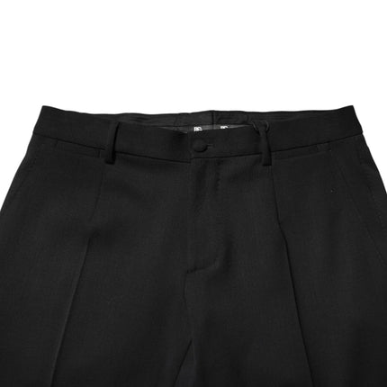 Dolce & Gabbana Black Wool Mid Waist Men Dress Trousers Pants