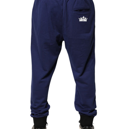 Dolce & Gabbana Blue Cotton Mid Waist Jogger Trousers Pants