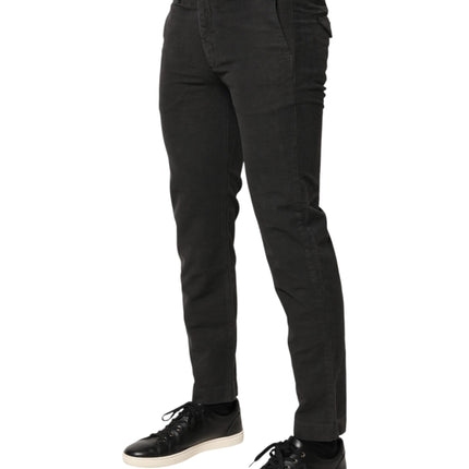 Maison Clochard Dark Gray Cotton Mid Waist Skinny Men Denim Jeans