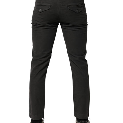 Maison Clochard Dark Gray Cotton Mid Waist Skinny Men Denim Jeans