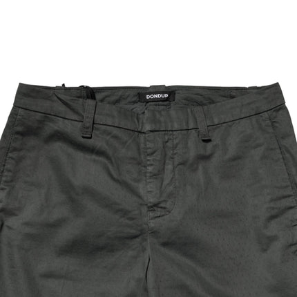 Dondup Dark Gray Cotton Mid Waist Skinny Men Chino Trouser Pants