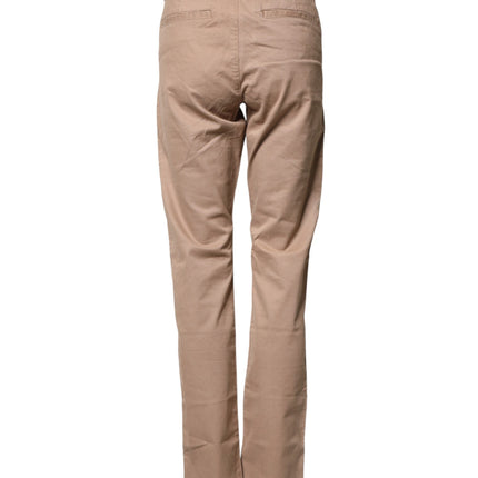Sun68 Beige Cotton Mid Waist Straight Men Chino Trouser Pants