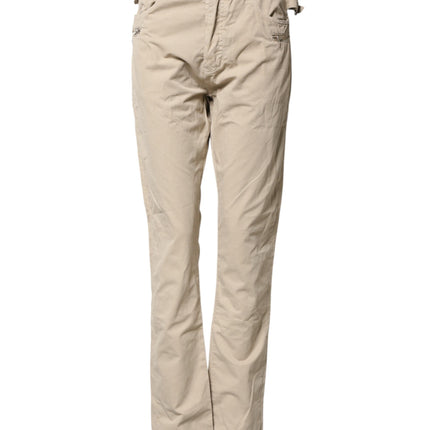 Daniele Alessandrini Beige Cotton Mid Waist Straight Men Denim Jeans