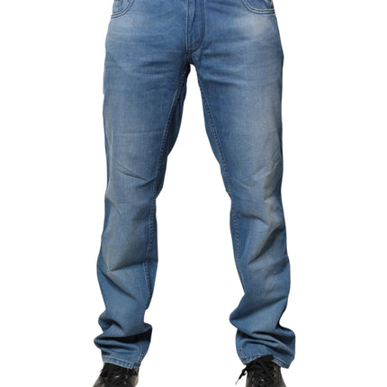 Verri Blue Washed Cotton Skinny Fit Men Denim Trouser Jeans
