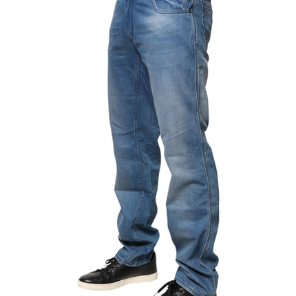 Verri Blue Washed Cotton Skinny Fit Men Denim Trouser Jeans