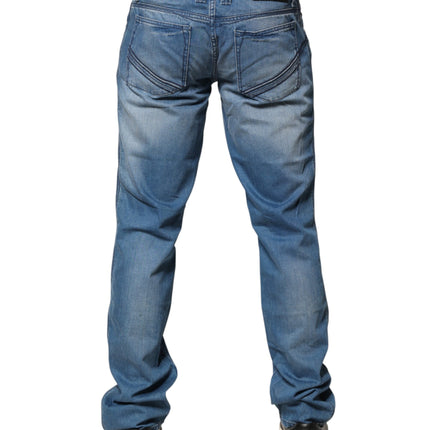 Verri Blue Washed Cotton Skinny Fit Men Denim Trouser Jeans
