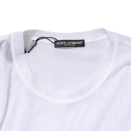 Dolce & Gabbana White Nylon Long Sleeves Crewneck T-Shirt