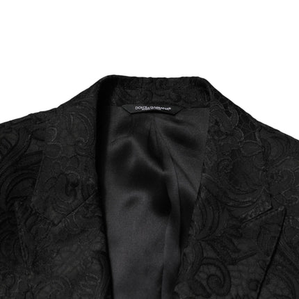 Dolce & Gabbana Black Brocade Single Breasted 2 Piece Suit