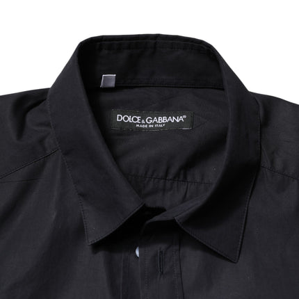 Dolce & Gabbana Black Cotton Long Sleeves Dress Formal Shirt