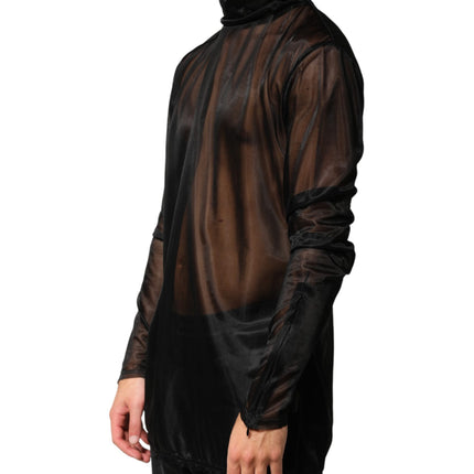 Dolce & Gabbana Black Sheer Long Sleeves Turtleneck Top