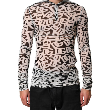Dolce & Gabbana White DG Logo Long Sleeves Turtleneck Top