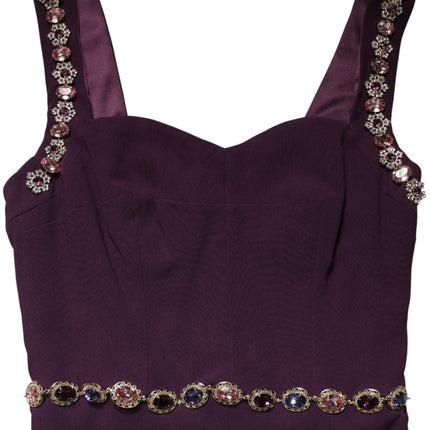 Dolce & Gabbana Violet Embellished Sheath Mermaid Gown Dress