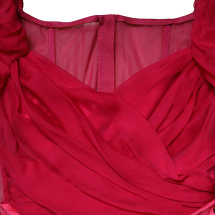 Dolce & Gabbana Pink Silk Embellished A-line Midi Dress