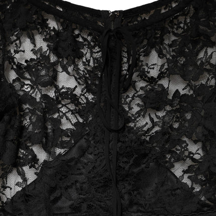 Dolce & Gabbana Black Lace Trim Cotton Sheath Midi Dress