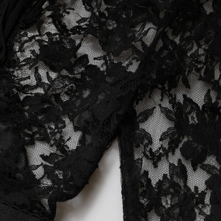 Dolce & Gabbana Black Lace Trim Cotton Sheath Midi Dress