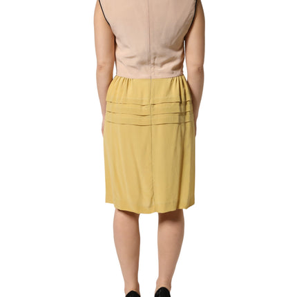 FILOS Multicolor Silk Deep V-neck Sleeveless Knee Length Dress