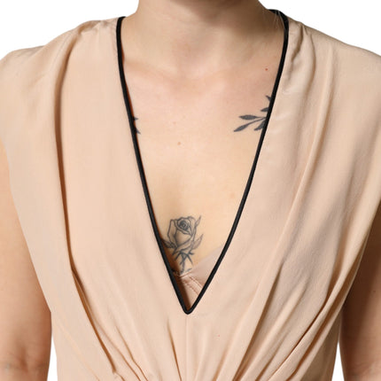 FILOS Multicolor Silk Deep V-neck Sleeveless Knee Length Dress