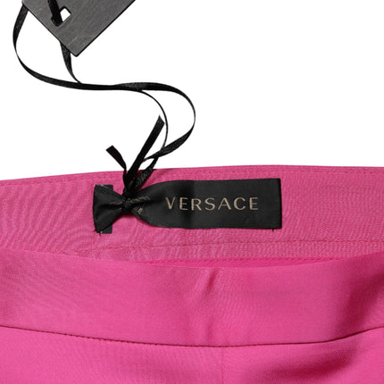 Versace Pink Viscose High Waist Straight Casual Trouser Pants