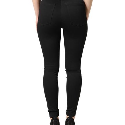 Dolce & Gabbana Black Nylon Stretch Skinny High Waist Pants