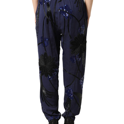 Christian Pellizzari Blue Sequined Tapered Trouser Pants