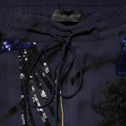 Christian Pellizzari Blue Sequined Tapered Trouser Pants