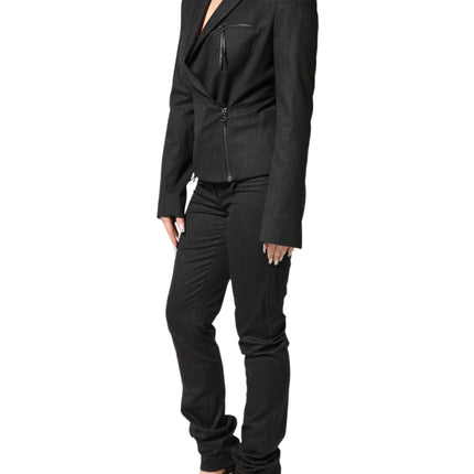 Exte Black Double Breasted Pants Blazer Jacket 2 Piece Suit