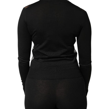 Dolce & Gabbana Black Sheer Button Down Cardigan Sweater