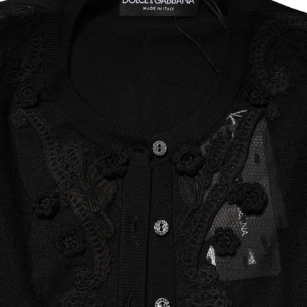 Dolce & Gabbana Black Sheer Button Down Cardigan Sweater