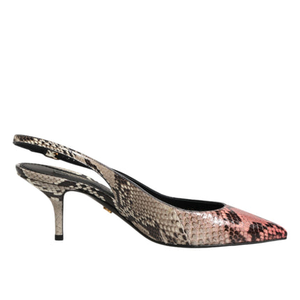 Dolce & Gabbana Multicolor Leather Heels Slingback Shoes