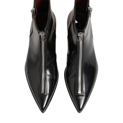 Dolce & Gabbana Black Leather Chelsea Short Ankle Boots Shoes