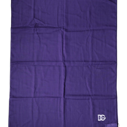 Dolce & Gabbana Purple Lace Stole Cotton Wrap Shawl Scarf