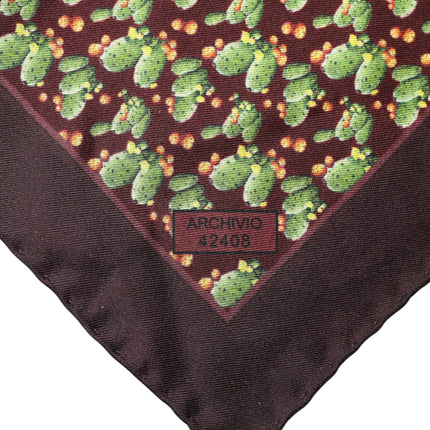 Dolce & Gabbana Brown Cactus Print Square Handkerchief Scarf