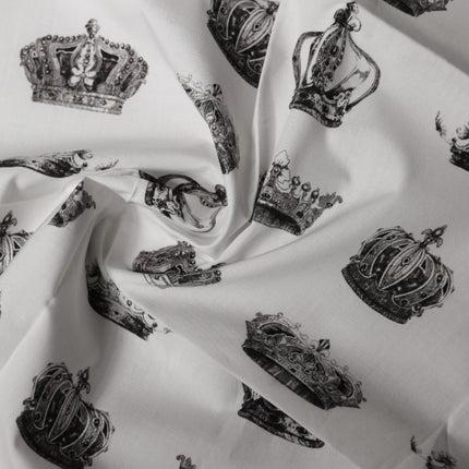Dolce & Gabbana White Crown Cotton Square Foulard Scarf