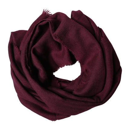 Dolce & Gabbana Maroon Cashmere Fringes Neck Wrap Shawl Scarf