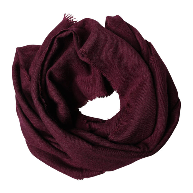 Dolce & Gabbana Maroon Cashmere Fringes Neck Wrap Shawl Scarf