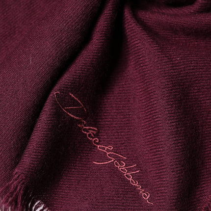 Dolce & Gabbana Maroon Cashmere Fringes Neck Wrap Shawl Scarf