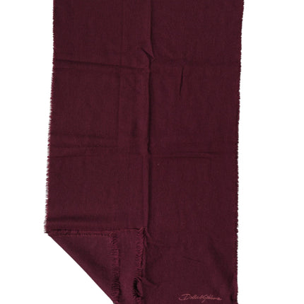 Dolce & Gabbana Maroon Cashmere Fringes Neck Wrap Shawl Scarf