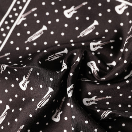Dolce & Gabbana Black Guitar Trumpet Men Handkerchief Scarf